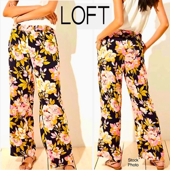 LOFT Pants - LOFT Floral Lightweight Wide Leg Pants (M)